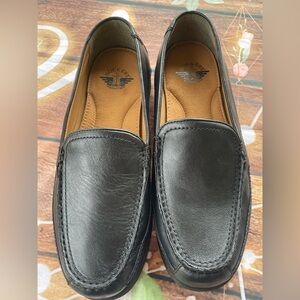 Dockers Black Leather Loafers Moccasin-Style Slip-Ons